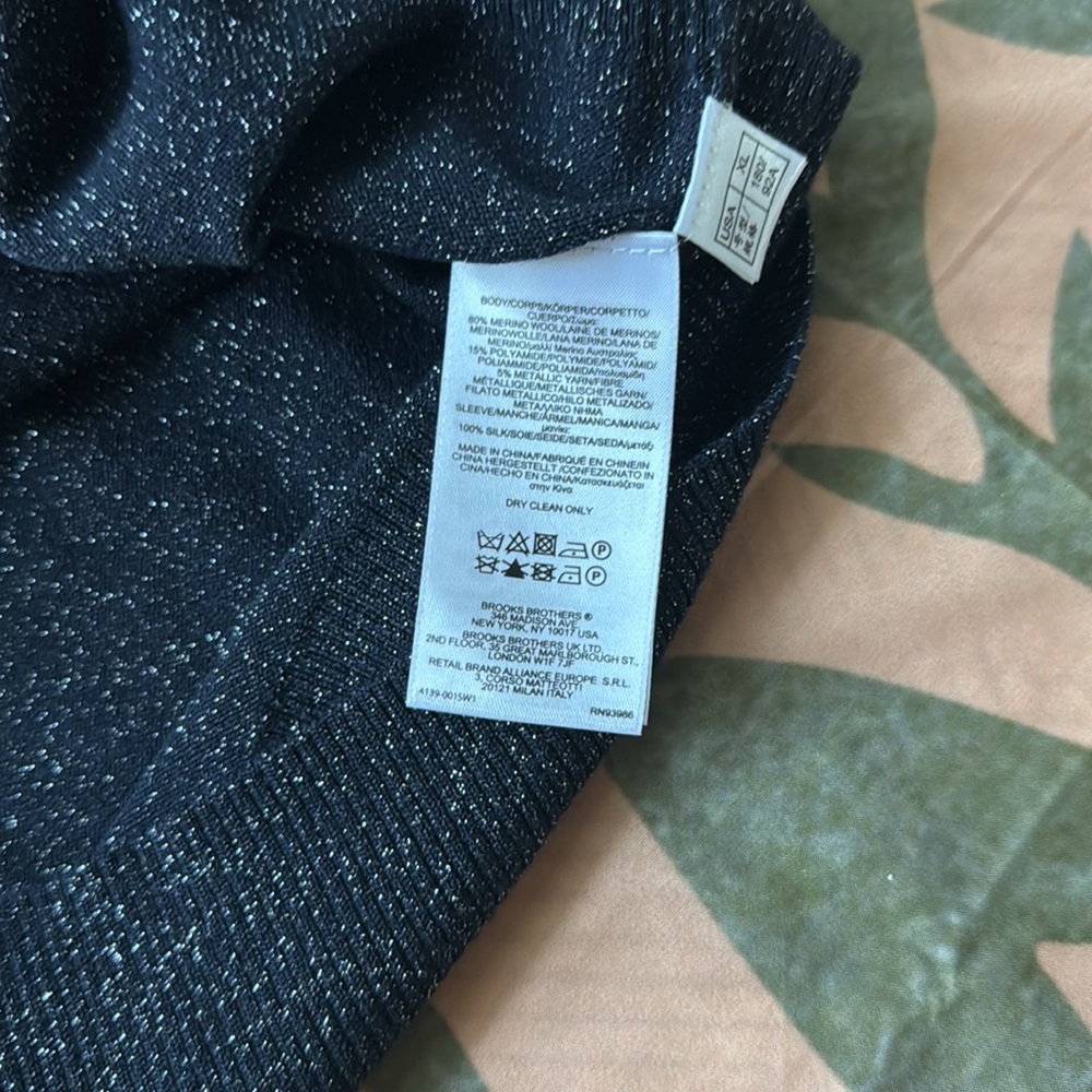 Brooks Brothers Navy Blue And Silver Shimmer Long Mesh Sleeves Top - Picture 7 of 10